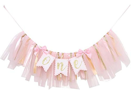 Trona Banner 1st Birthday Girl - Banner De Tul Y Cinta Para 