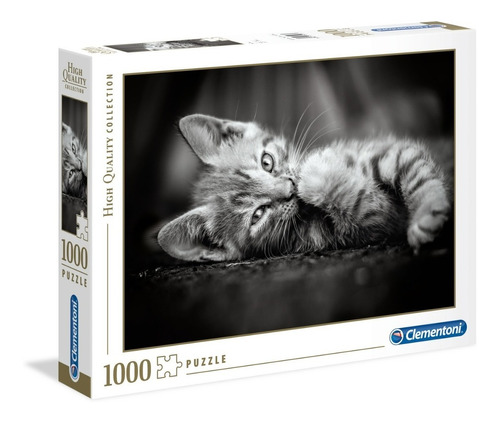 Puzzle Clementoni 1000 Kitty Gato Blanco Y Negro Rompecabeza