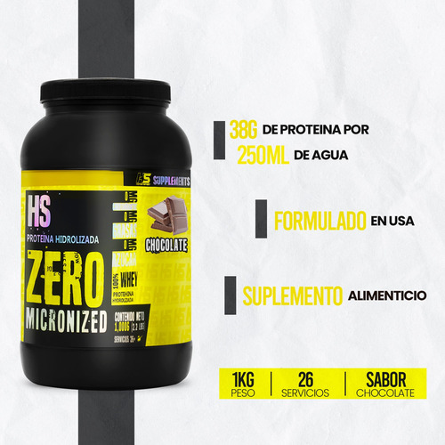 Proteína Whey Hidrolizada Zero Hs 1 Kg Sabores Hiper Sport Chocolate