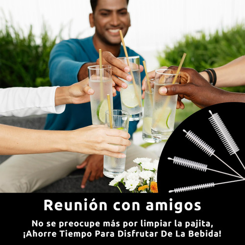 20 Piezas Extra Largos Cepillo Para Popotes De Acero