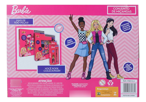 Conjunto De Miçangas Fun Barbie Caixa Com 100 Peças - F00152