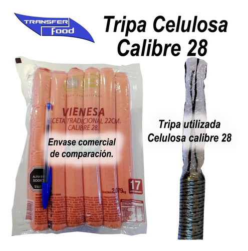 Tripa Celulosa Cal 28 X (5 Tubos) Para Cárnicos O Veganos.