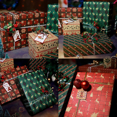 8 Hojas De Papel Para Envolver Regalos, Para Navidad, Cumple