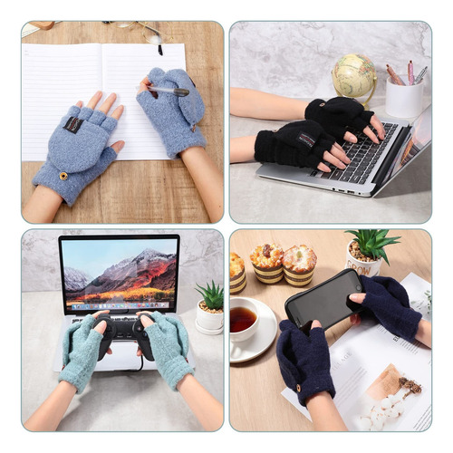 4pcs Guantes Sin Dedos De Punto Manoplas Guantes Con Tapa