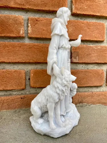 Imagen de San Francisco de Asís, 25 cm, polvo de mármol blanco