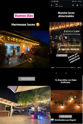 Imagen 7 de 10 de Extension Vintage Led Exteriores Bombillo Plastico G40