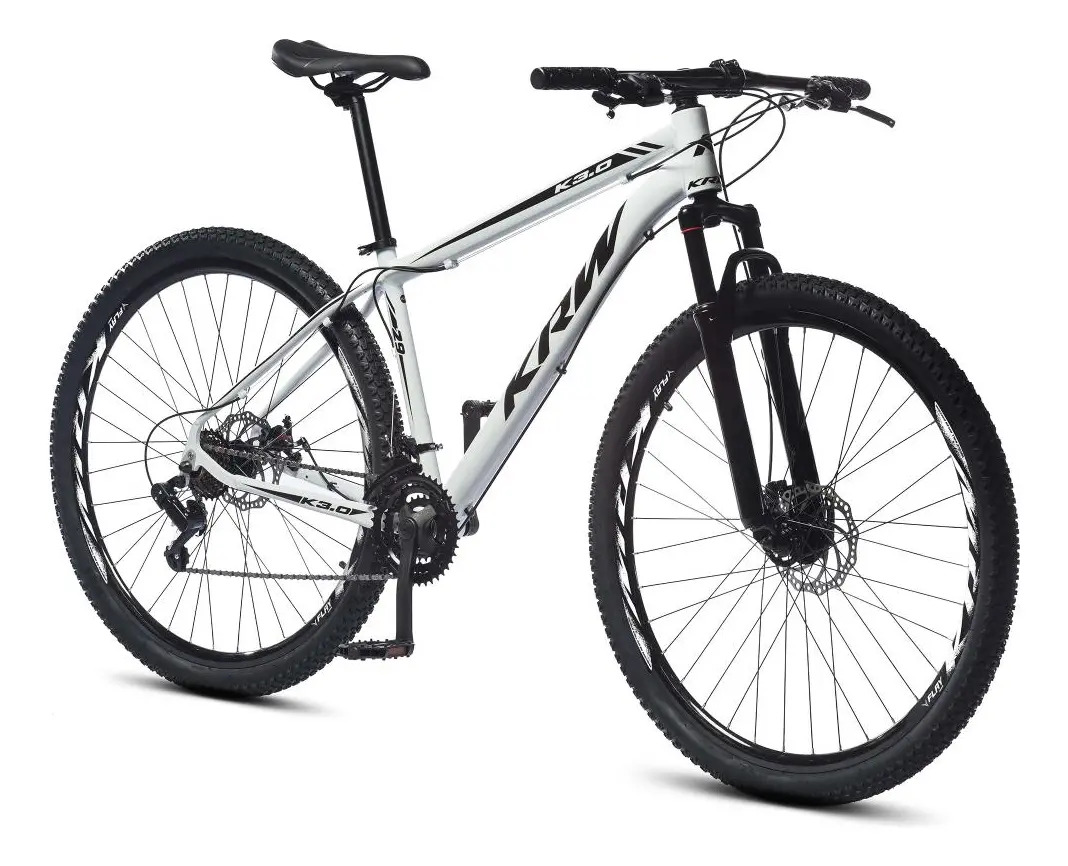 Bicicleta Aro 29 Krw Alumínio 24 Vel Freio A Disco Suspensão Dianteira X42 Cor: Branco/Preto Tamanho do Quadro: 17