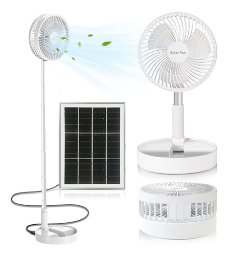 Ventilador Carga Solar Y Usb Telescopico Hasta 1 Mt Portatil