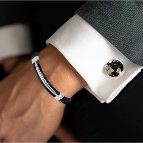 Pulseira Executiva Sabona Dupla Prata Tamanho Ajustavel Luxo Comprimento 0 Cm Diâmetro 0 Cm