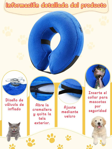 Collar Isabelino Inflable Anti Mordidas Para Perros Y Gatos Azul Collar Isabelino Inflable S