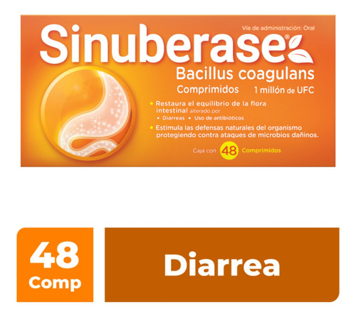 Caja 48 Comprimidos Sinuberase Probioticos Para La Diarrea