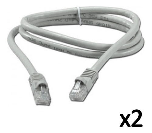 Patch Cord 2 Metros Cable Utp Gris Claro Nivel 5e