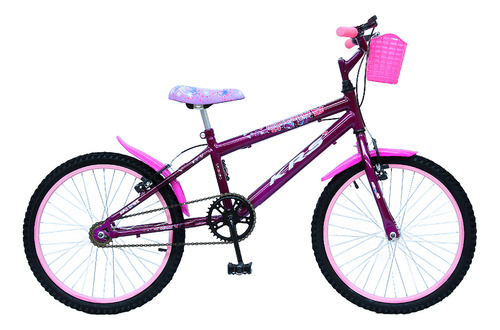 Bicicleta  infantis infantil KRS Butterfly 2023 aro 20 1v freios v-brakes cor violeta