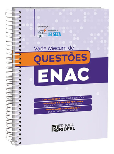 Decorando A Lei Seca - Vade Mecum De Questões - Enac, De Equipe Rideel. Editorial Rideel 25; 1a Edição, Capa Mole Em Português, 2025