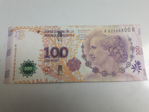 Billete 100 Pesos Eva, Reposicion R/r Bottero 4338. Mira!!!