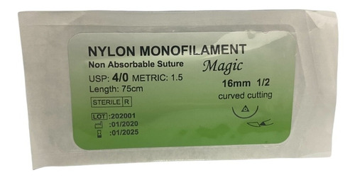 Aguja Con Hilo Para Sutura Nylon Magic X12 Unidades