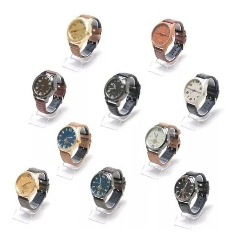 Kit Com 12 Relógios Masculino Pulseira De Couro Atacado Top