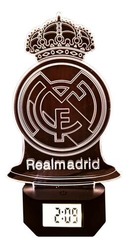 Lámpara Ilusión 3d Reloj Alarma Real Madrid Club De Fútbol
