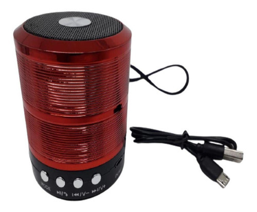 Mini Caixa De Som Portátil Bluetooth Mp3 Ws - 887 Vermelha Cor Colorido