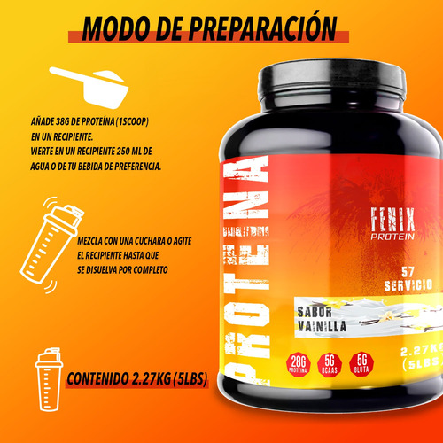 Fenix Protein Proteína Isolatada 2.27kg 57 Servicios Vainilla