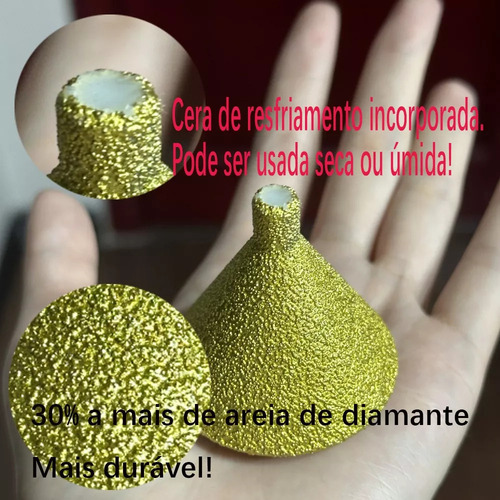 Broca Cônica Chanfro Diamante Soldada Vacuo Esmerilhadeira A