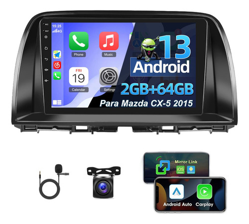 9 Autoestéreo 2+64g Carplay Gps Para Mazda Cx-5 2012-2015