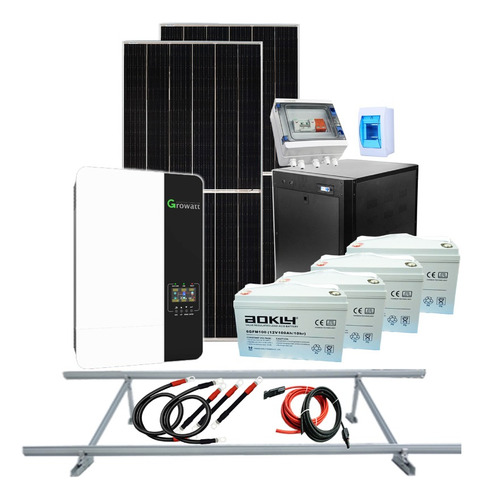 Kit Solar Growatt 3kw Baterías 4x100ah Paneles Solares 920w