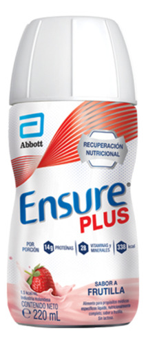 Suplemento en líquido Abbott  Ensure Plus carbohidratos sabor frutilla en botella de 1.32mL 6 un pack x 6 u