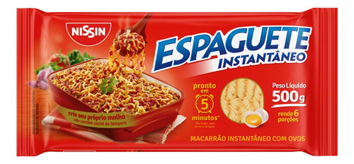 Macarrão Instantâneo Espaguete Nissin 5 Minutos Pacote 500g