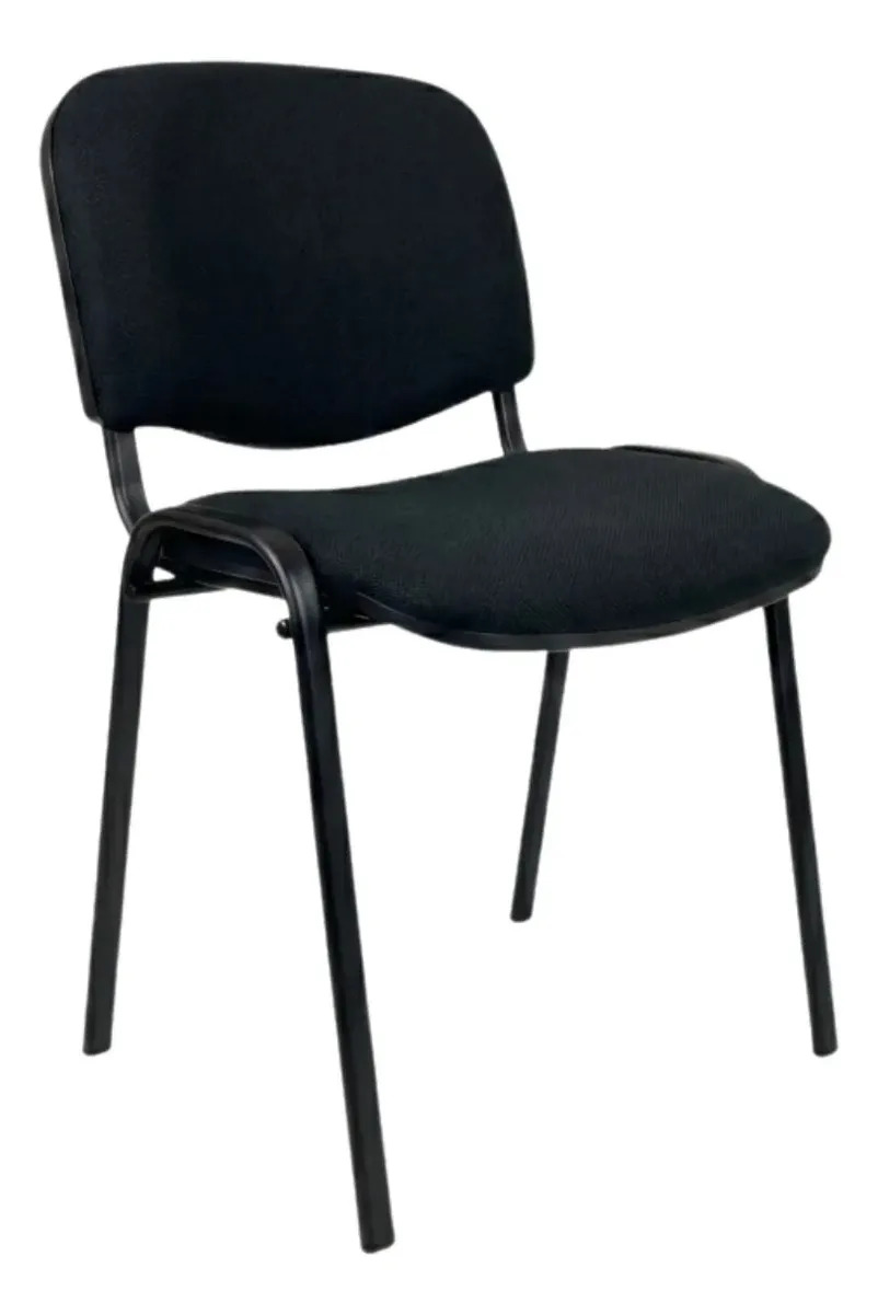 Silla Acojinada Iso De Visita De Oficina Tapizada Resistente Negro Tela