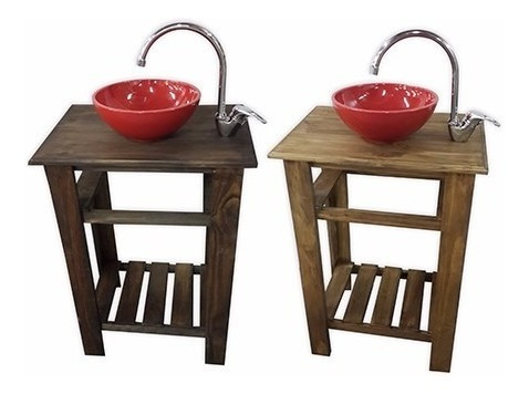 Imagen 1 de 8 de Combo Set Completo Bacha Rojo Griferia Vanitory 55cm Baño