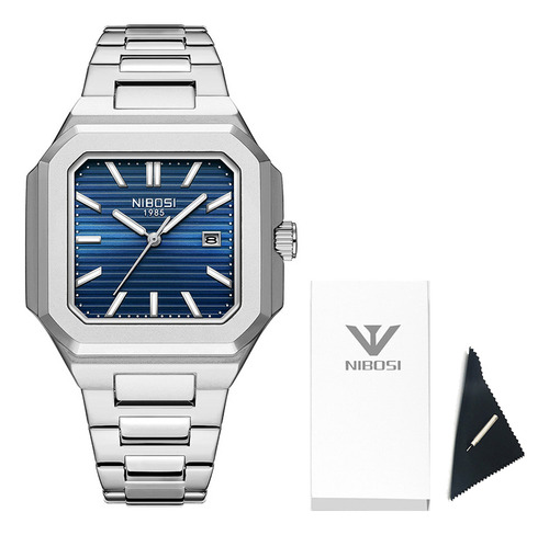 Reloj De Cuarzo Clásico Cuadrado Nibosi 2689 Para Hombre