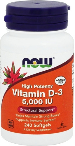 Vitamina D3 5.000 Ui Now Foods 240 Softgels Importado Eua