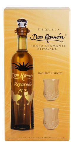Tequila Reposado 100% Don Ramon Punta Diamante 750ml C/vasos