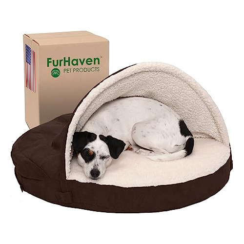 Cama Furhaven De Sherpa Y Gamuza Acogedora Tipo Caja De Huev