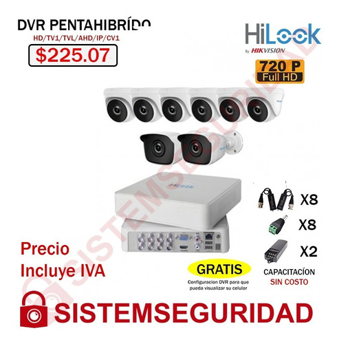 Imagen 7 de 10 de Kit 2 6 8 16 Camaras Seguridad Cctv Hd 720p 1080p Hilook
