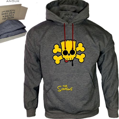 Imagen 8 de 10 de Buzo Hoodie Personalizado Saco Bart Simpson Calavera Unisex