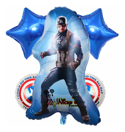 Set De 5 Globos Capitán América Fiesta Infantil Cumpleaños