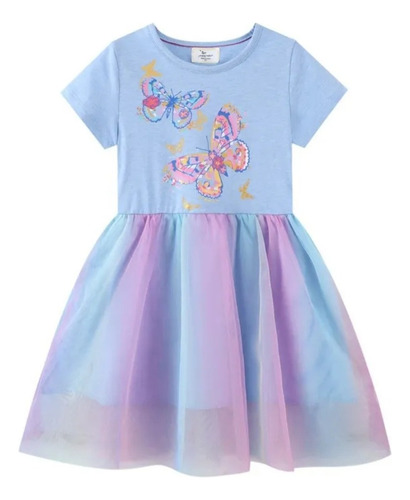 Vestido Con Tul Mariposa Niña