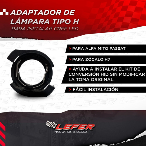 Imagen 3 de 10 de Adaptador Cree Led H7 P/ Alfa Mito Passat Tipo H Unidad