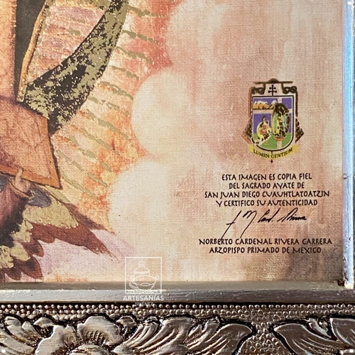 Imagen 4 de 5 de Cuadro De La Virgen De Guadalupe 88x69 Cm Replica Autorizada