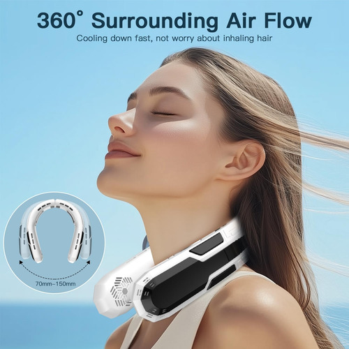 Ventilador De Cuello Portátil Silencioso Recargable 6000mah Negro
