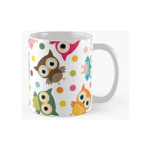 Taza Pájaro Lindo Búho Colorido Calidad Premium