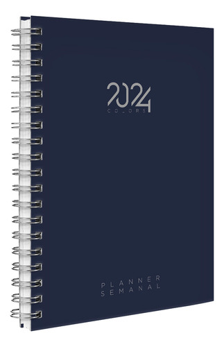 Agenda Planner Semanal 2024 Spot Colors Cores Azul Marinho