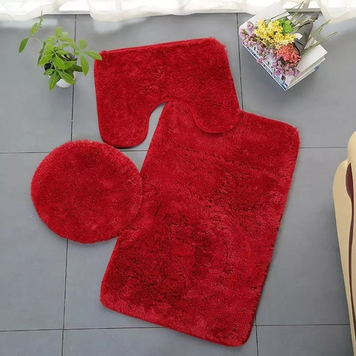 Imagen 2 de 8 de Set De Baño 3 Piezas Alfombra Antideslizante