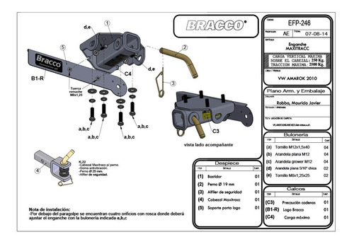 Enganche Volkswagen Amarok 2010+ Bracco Maxitracc Original