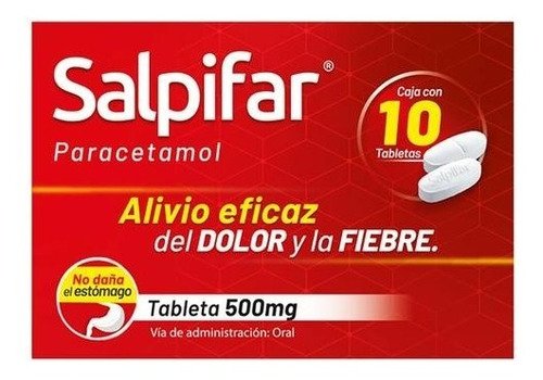 Paracetamol Salpifar Otc 500mg 10 Tabletas Caja Roja