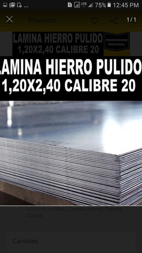 Laminas De Hierro Pulido Calibre 20 120x240 0.90mm