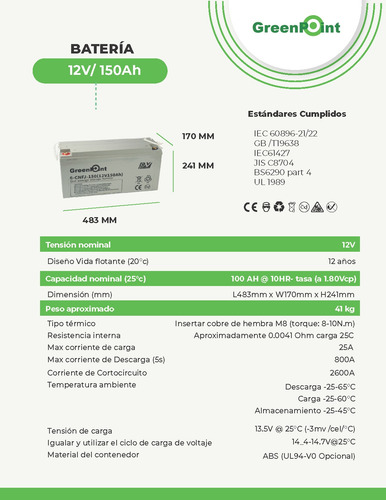 Imagen 2 de 4 de Bateria Solar 150ah 150a Gel 12v Ciclo Profundo