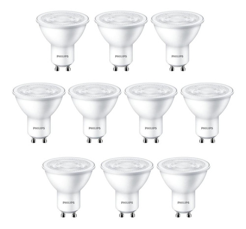 Pack 10 Ampolleta Philips Gu10 Ecohome 3.8w-50w 2700k Cálida